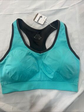 Baomosi Teal/Black Seamless Racerback Sports Bra